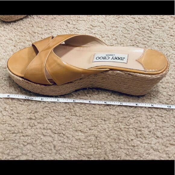 100% authentic Jimmy Choo Tan Patent Leather Espadrilles Sz39 - Picture 14 of 14